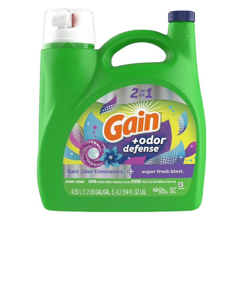 Gain + Odor Defense Liquid Laundry Detergent, Super Fresh Blast Scent, 154 fl oz