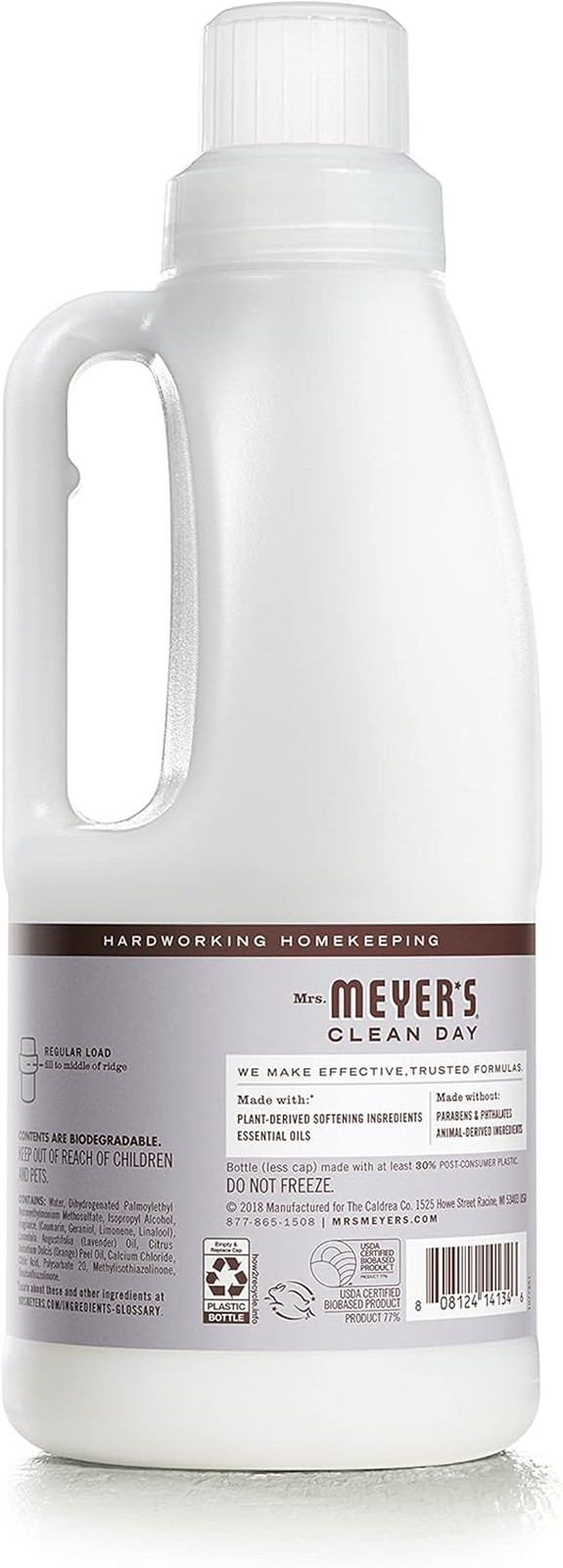 Mrs. Meyer’s Clean Day Liquid Fabric Softener, Infused with Essential Oils, 32oz
