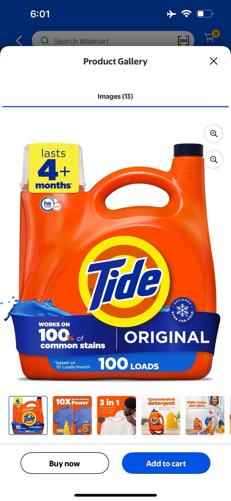 Tide Laundry Detergent Liquid, Original Scent, 132 fl oz, 100 Loads, HE Compatib