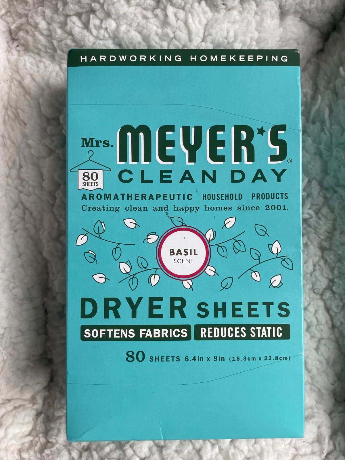 Mrs Meyers Clean Day Dryer Sheets Basil Scent – 80 Ct – Pack of 3