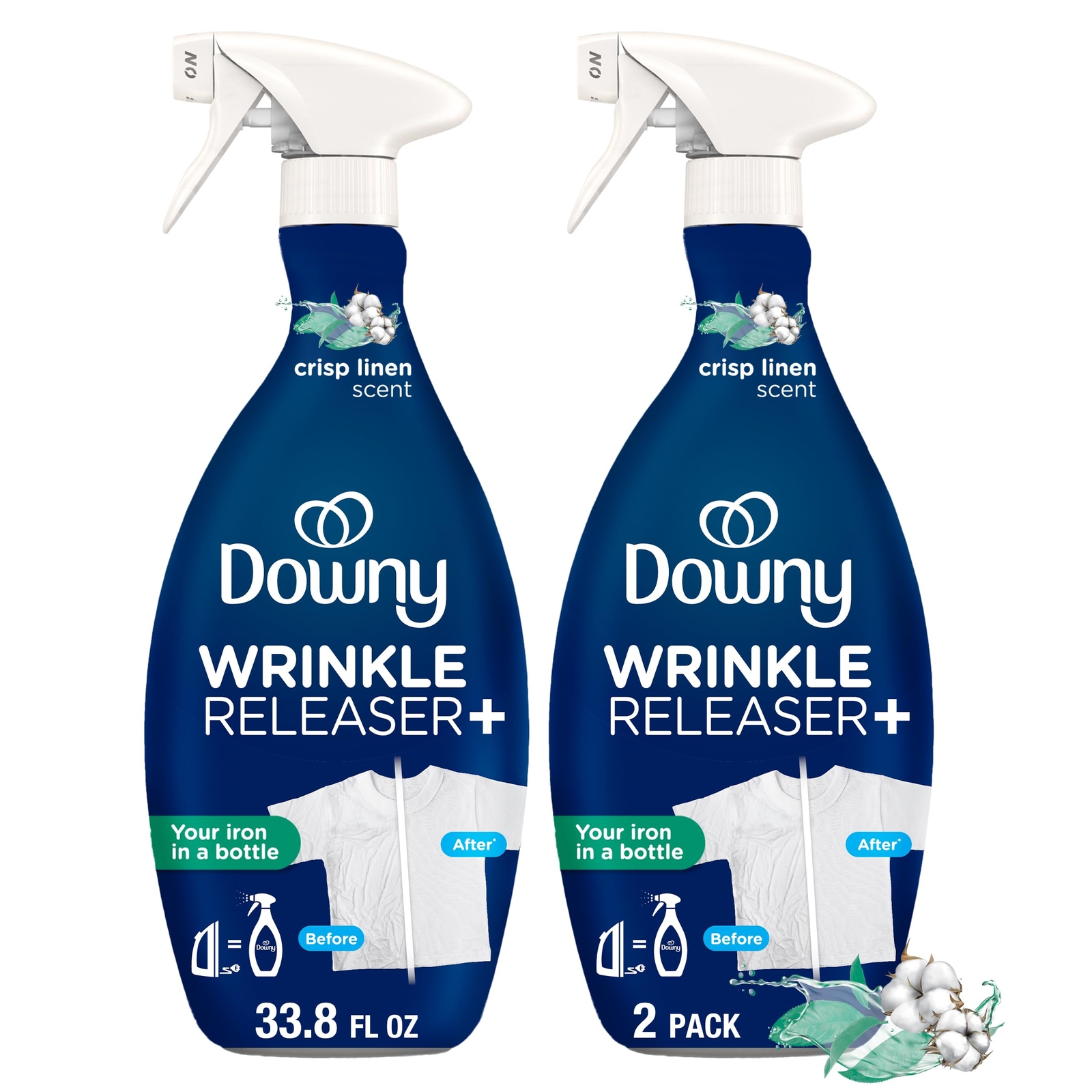 Downy Wrinkle Releaser Plus Crisp Linen Spray 33.8 Fl Oz Pack of 2