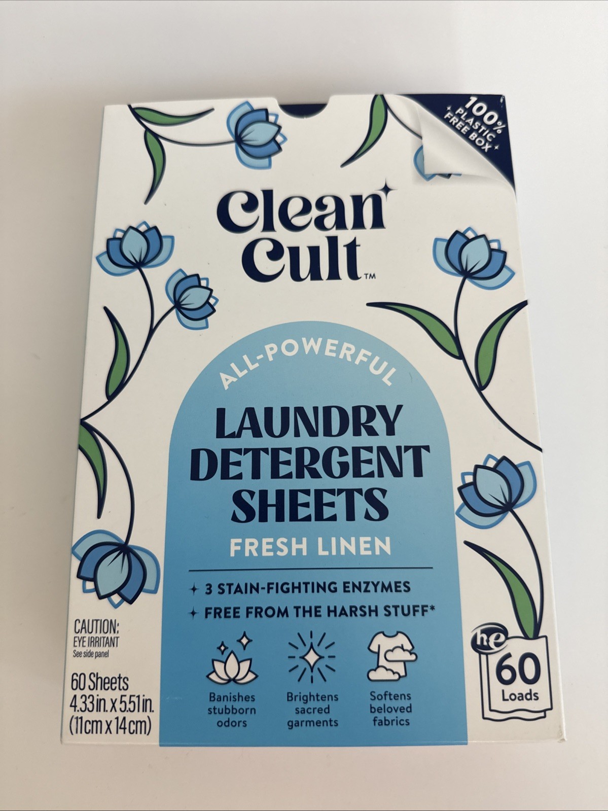 CLEAN CULT LAUNDRY DETERGENT SHEETS Fresh Linen Scent 60 Loads