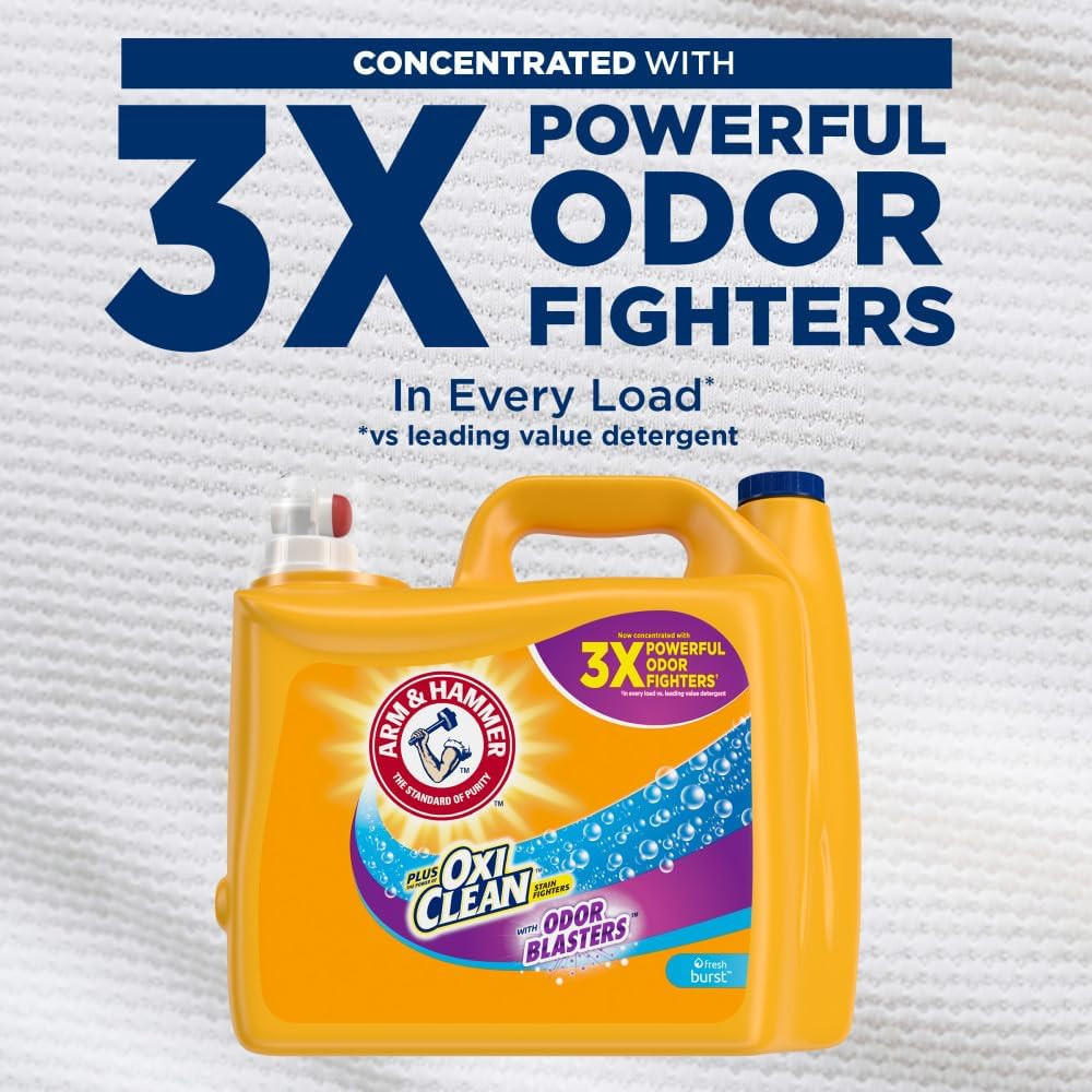 plus Oxiclean Odor Blasters Fresh Burst, 128 Loads Liquid Laundry Detergent, …