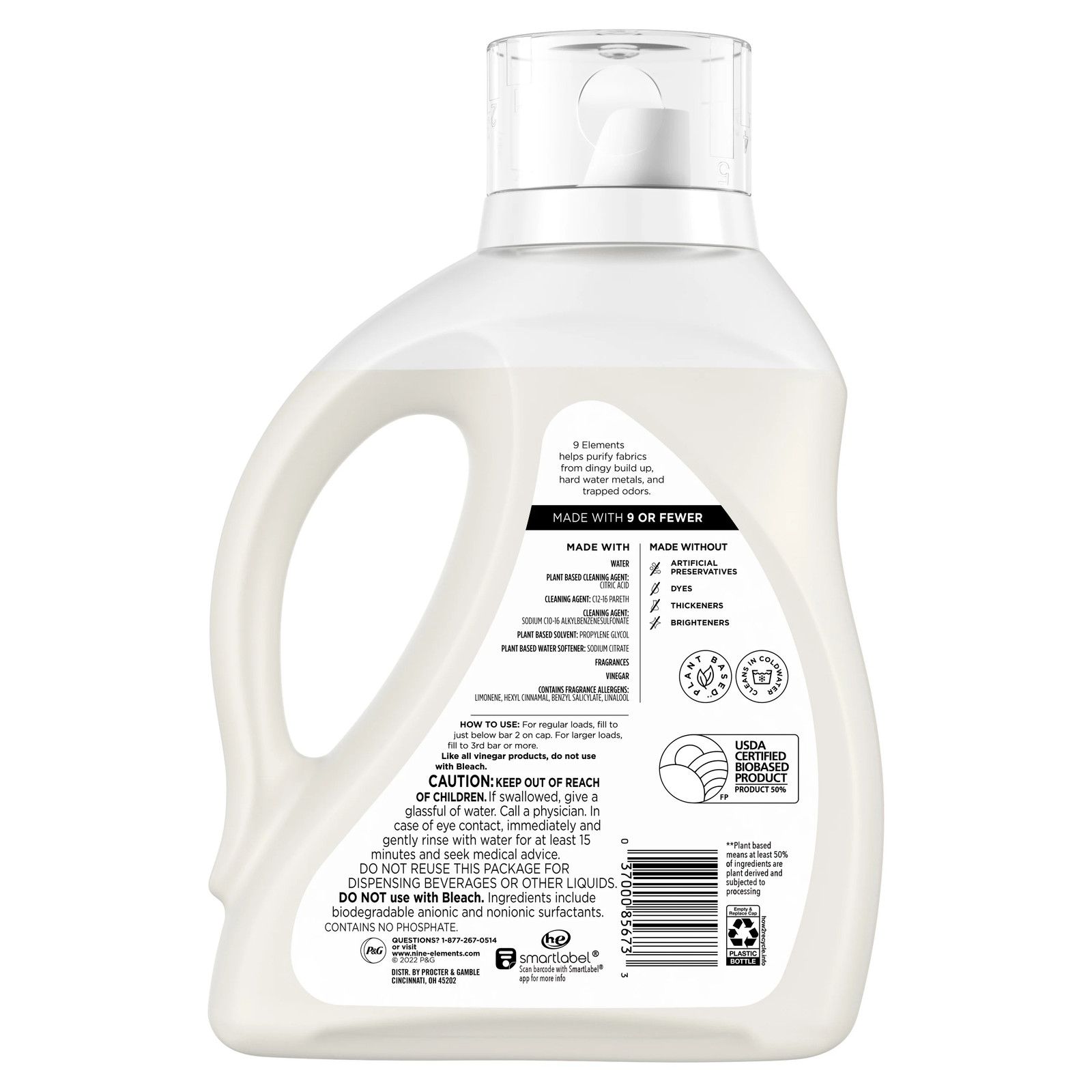Vinegar Powered Liquid Laundry Detergent, Citrus Scent, 65 fl oz, 35 Loads