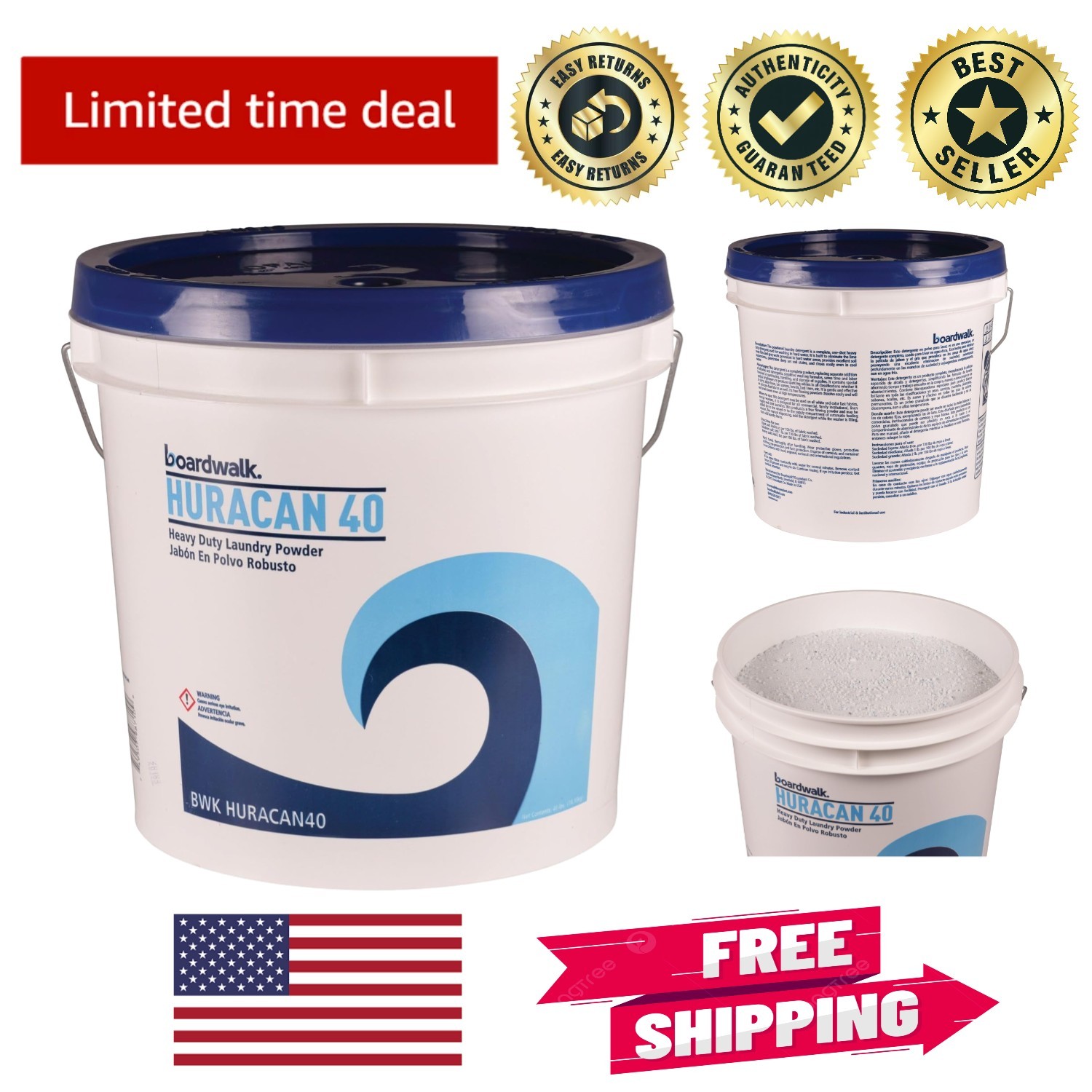 Fresh Lemon Scent Low Suds Laundry Detergent | 40lb Pail for All Fabrics