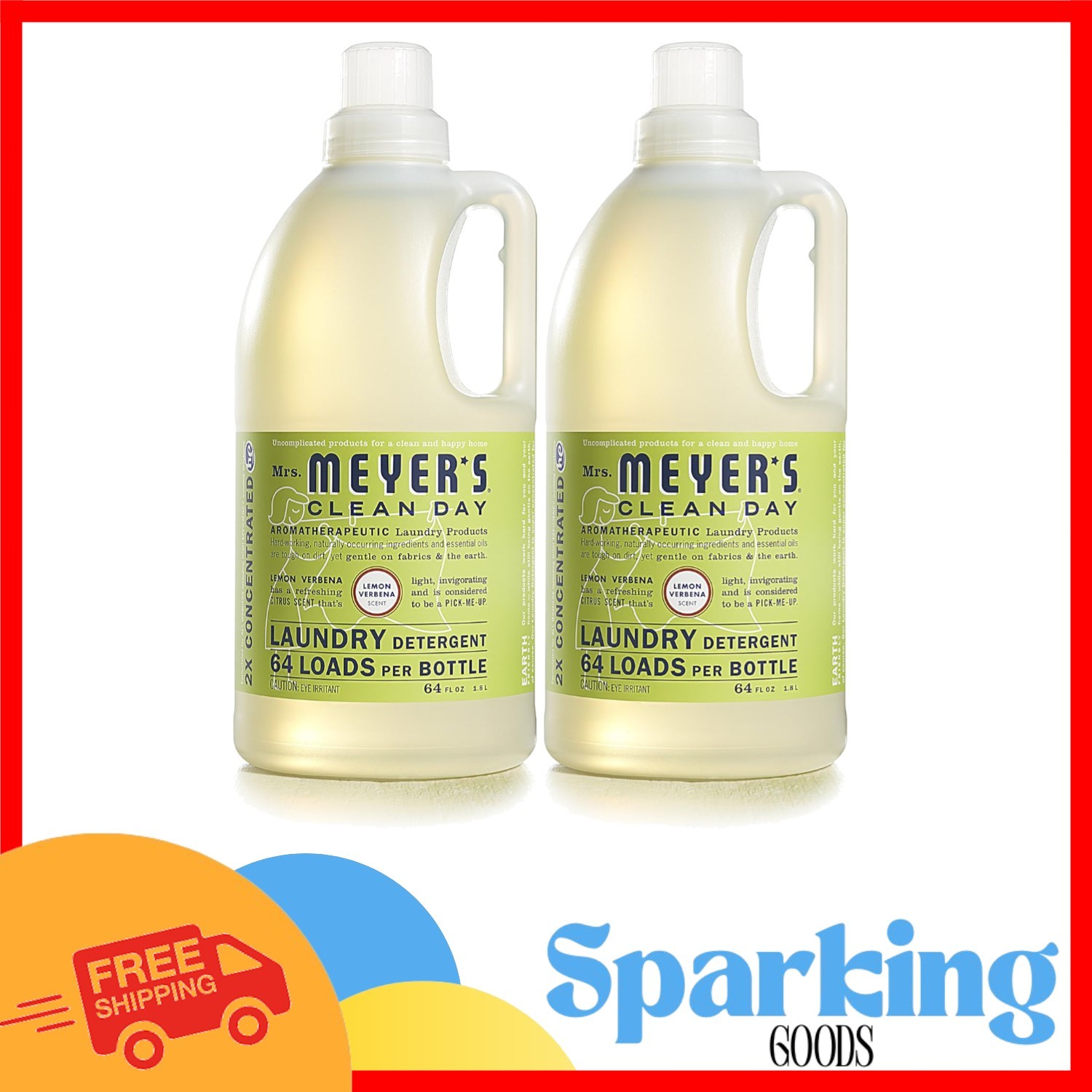 Gentle & Effective Lemon Verbena Laundry Detergent – 64 oz Bottles – 128 Loads