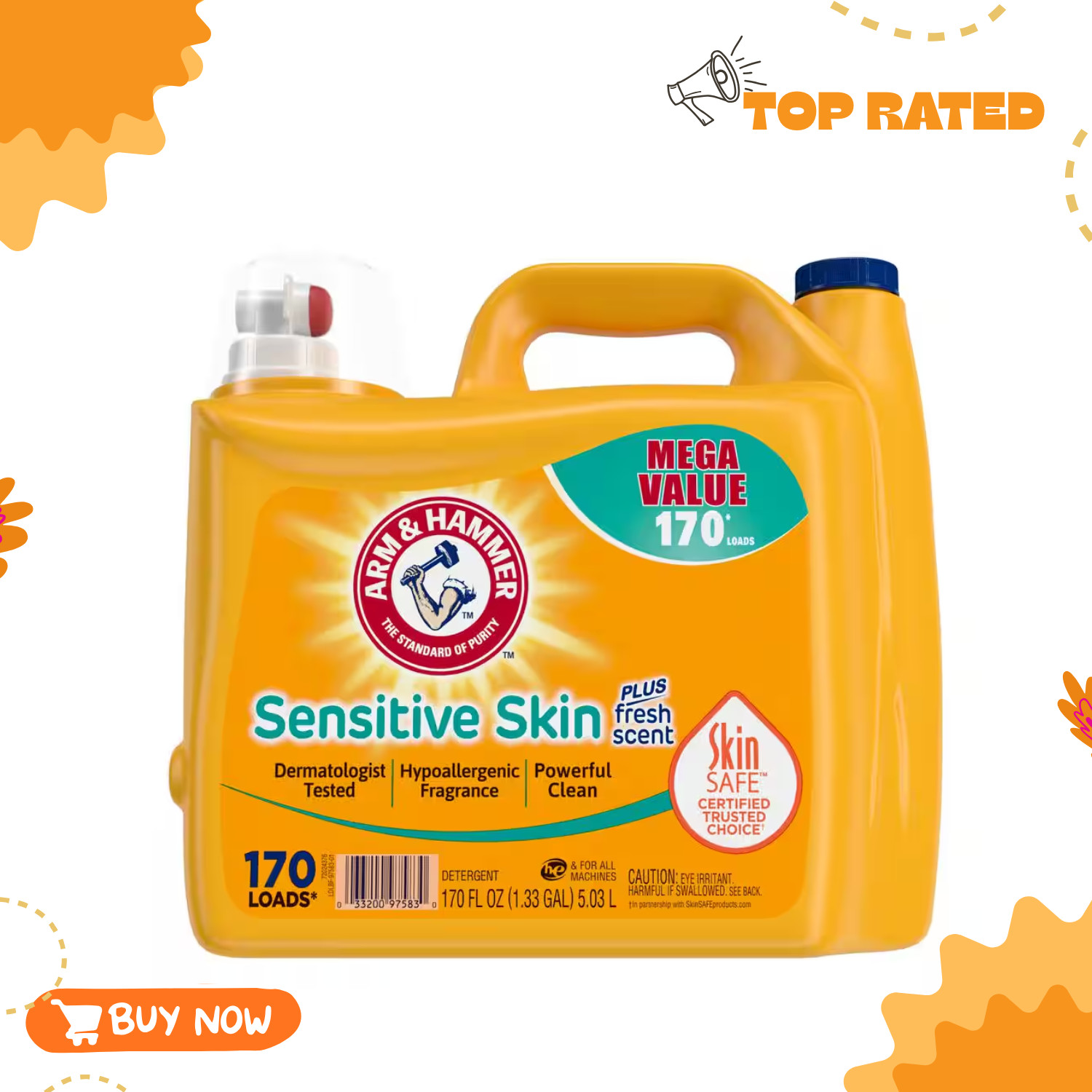 Sensitive Skin Plus Fresh Scent Liquid Laundry Detergent, 170-Loads, 170 fl.oz.