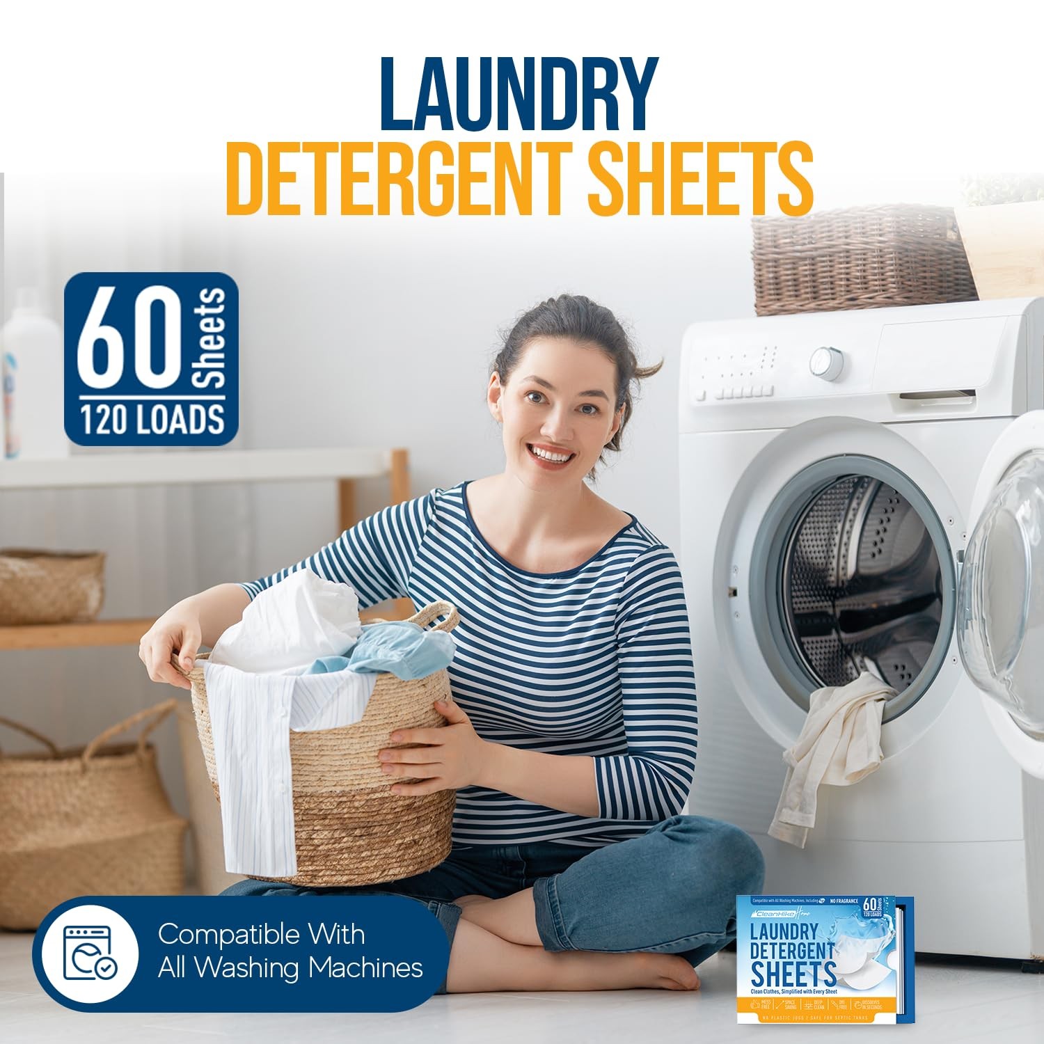 Free and Clear Laundry Detergent Sheets – 120 Loads Unscents Fragrance-Free, …