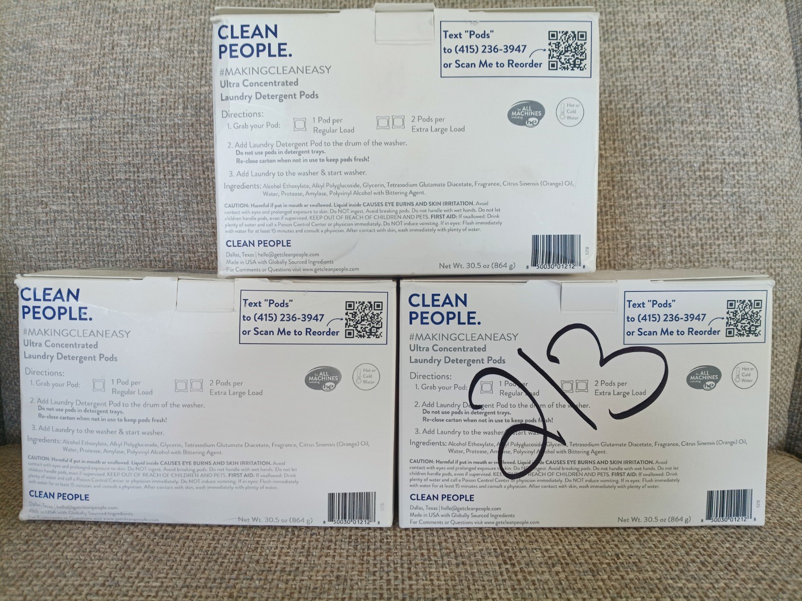 3 X The Clean People Laundry Det. Pods – 96 Loads – Fresh & Clean (Damaged Boxes