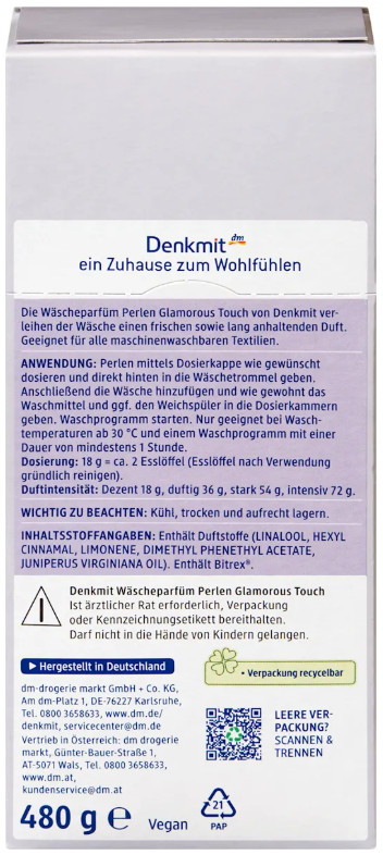 6 x 480g Denkmit Laundry Perfume Beads Glamorous Touch