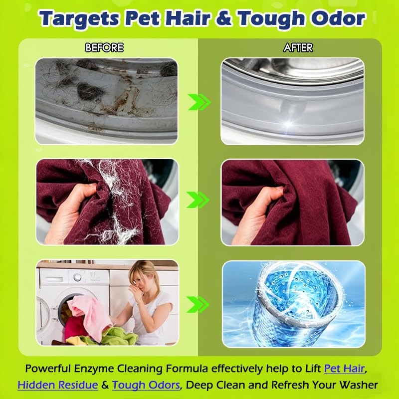 Enzyme Washing Machine Cleaner Tablets for Pet Owners, 24 Count (Pack of 1)