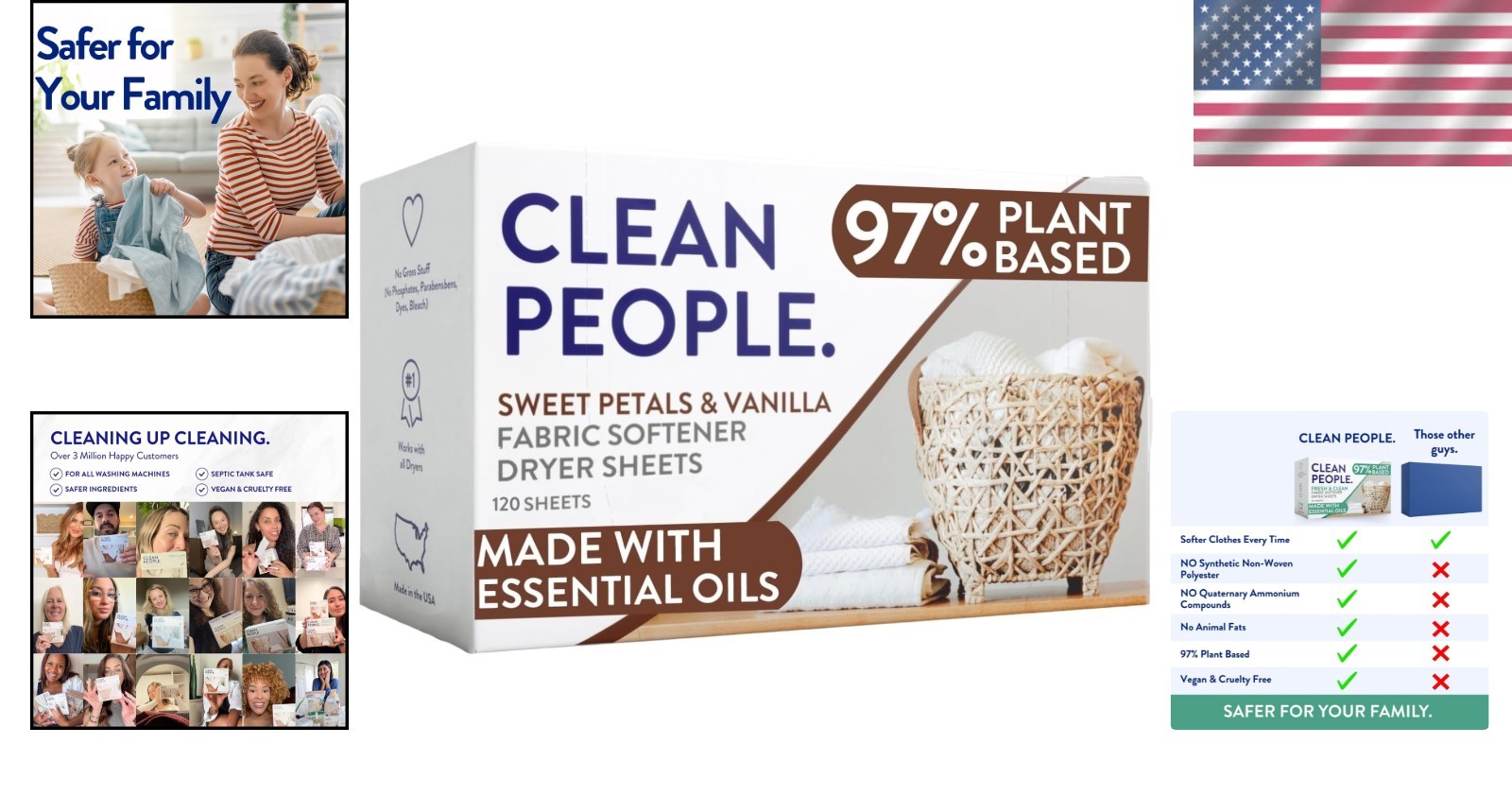 120 Fabric Softener Sheets – Eco-Conscious Sweet Petals & Vanilla Scent