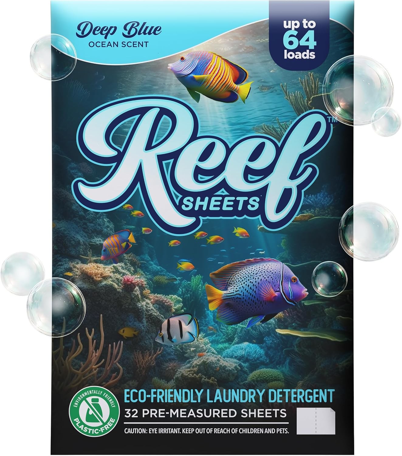Reef Sheets Laundry Detergent Sheets, 64 loads, Hypoallergenic &…