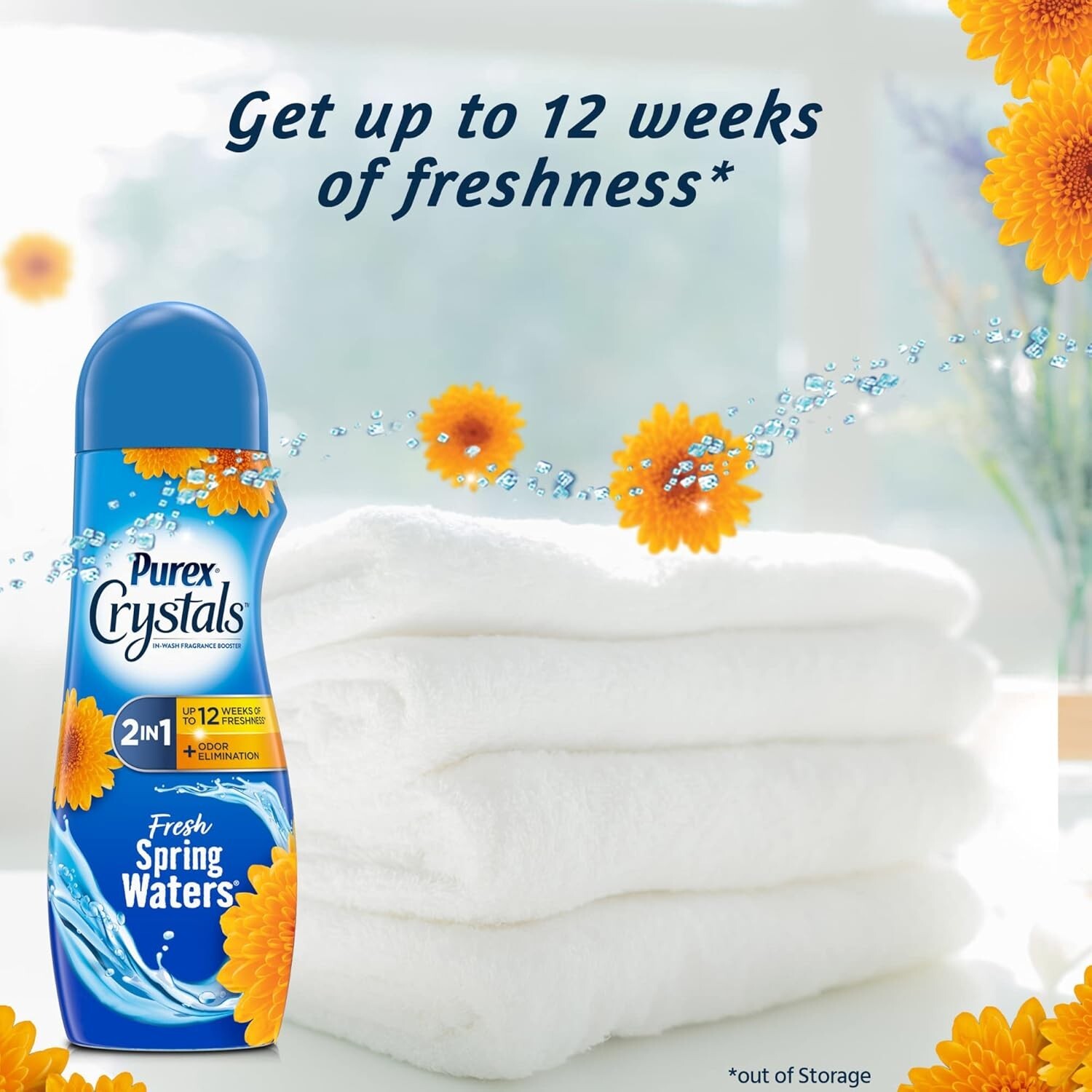 Purex Crystals In-Wash Fragrance and Scent Booster, Fresh Spring Waters, 21 Ounc