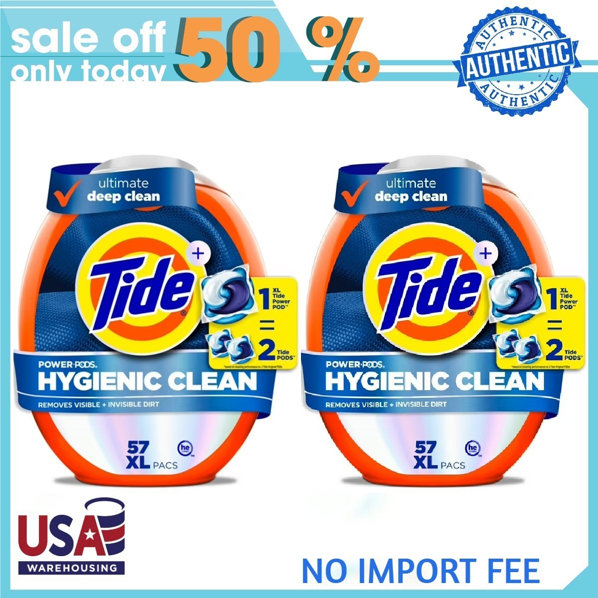 Tide Heavy Duty Power PODS 114 Count Hygienic Clean Laundry Detergent
