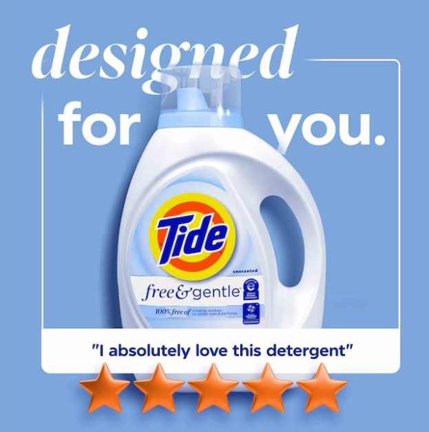 Tide Free & Gentle Liquid Laundry Detergent HE 132 fl oz 100 Loads