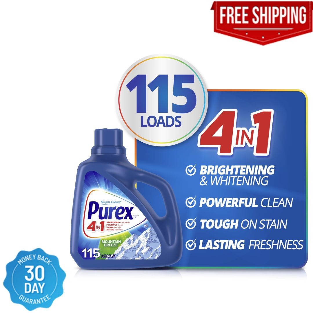 Purex Liquid Laundry Detergent, Mountain Breeze Scent, 150 oz, 115 Loads