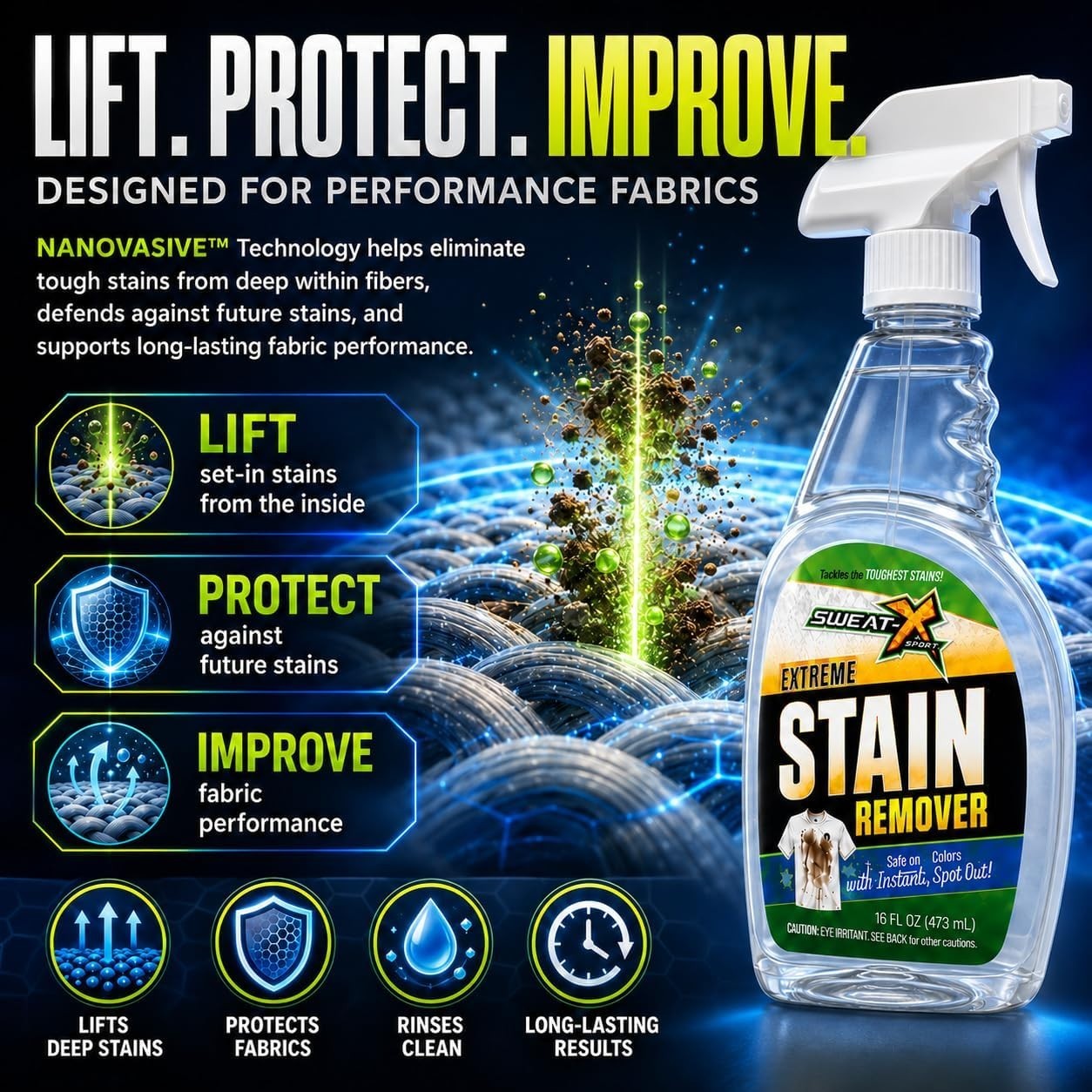 Powerful All-Purpose Stain Treater – 16 oz 2 Bottles, Biodegradable & Non-Toxic