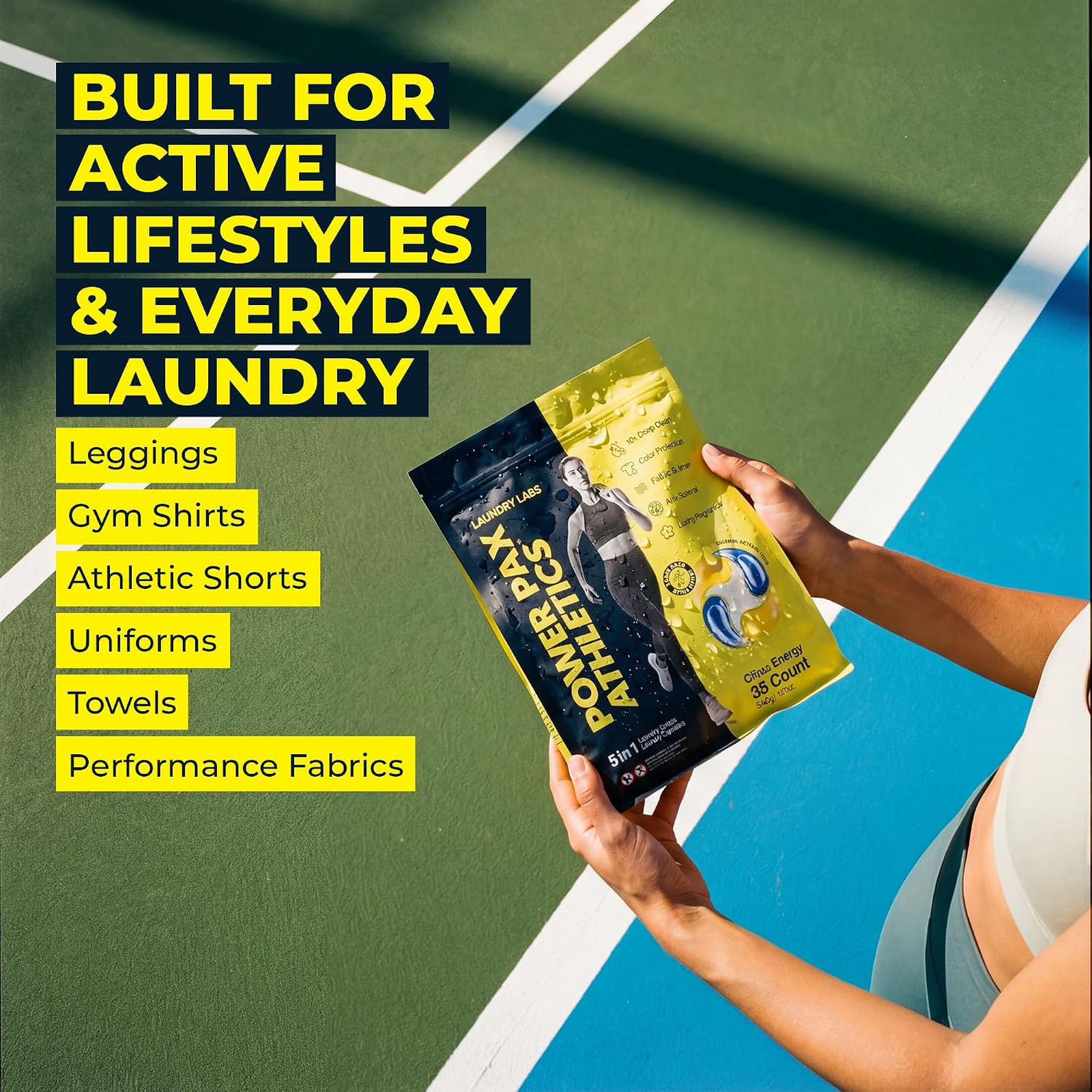 Laundry Detergent Pods 5 in 1 Enzyme Stain Odor Remover for Activewear HE