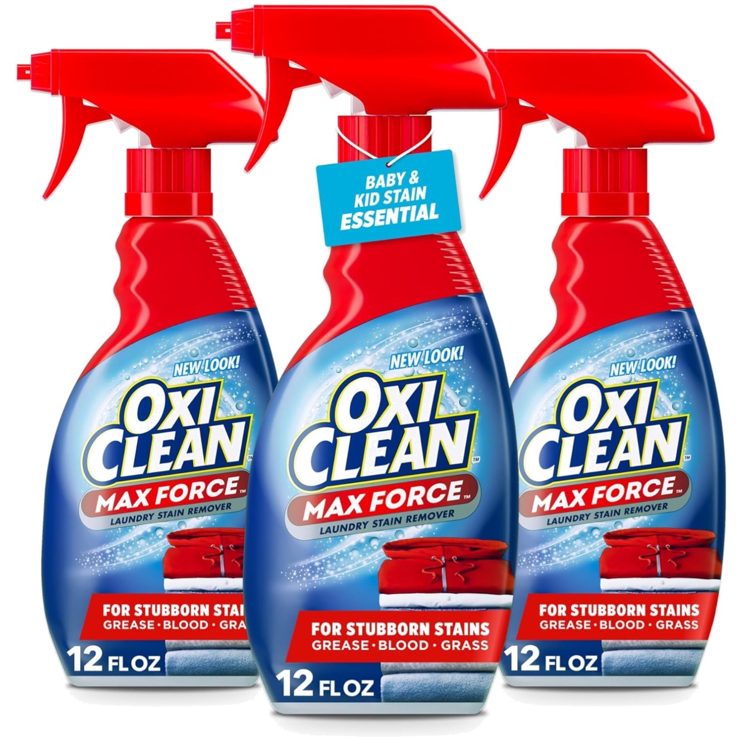 Max Force Laundry Stain Remover Spray – Safe & Gentle for Baby Clothes, 3-Pack