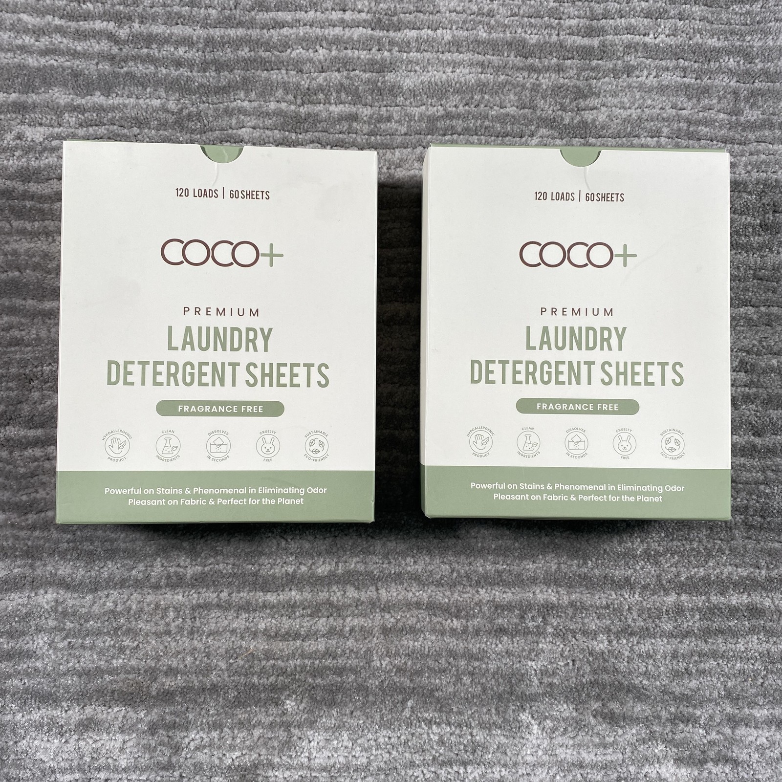 COCO+ Premium Laundry Detergent Sheets 2 Pack 120 Loads Fragrance Free Eco