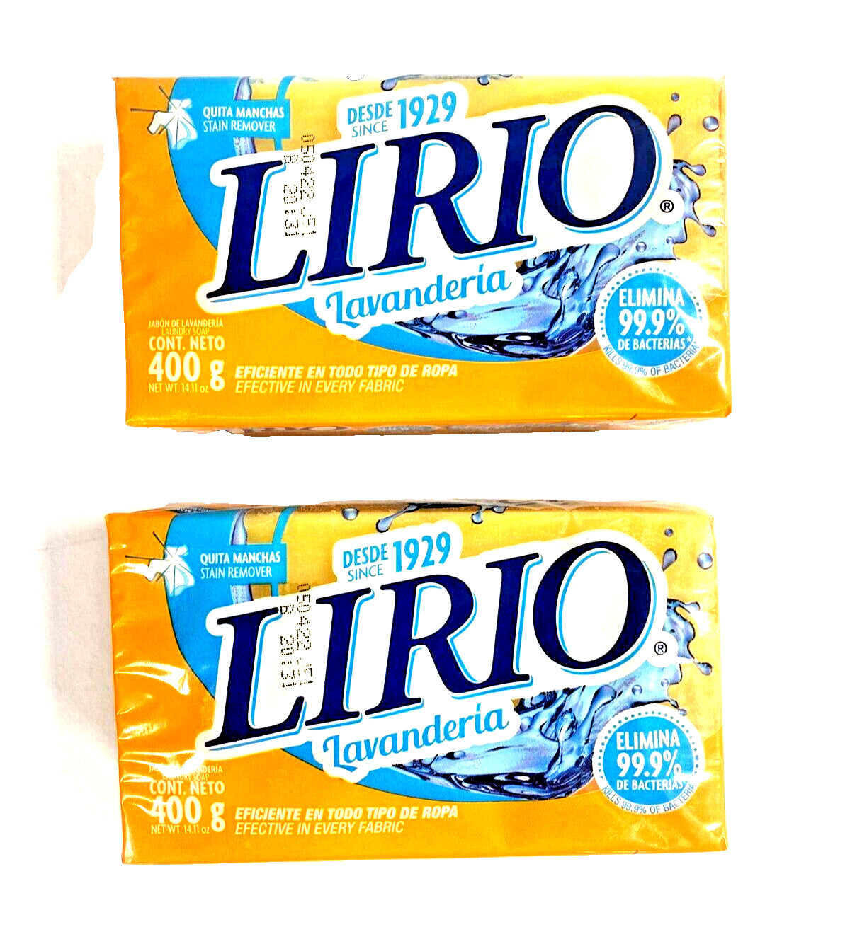 3-Pk Lirio Laundry Soap Bars Home Household Cleaning Anti-Bacterial 14.11 oz.