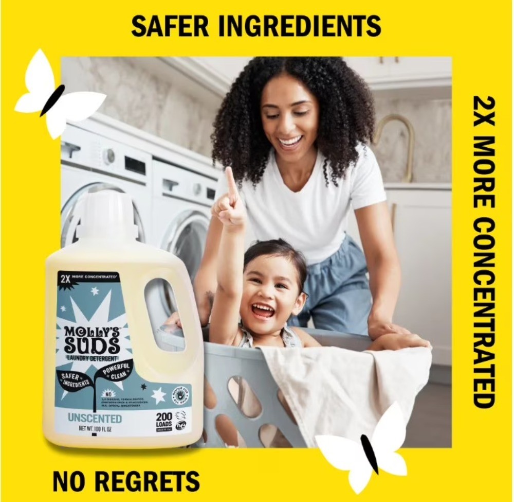 Suds 2x Concentrated Unscented Liquid Laundry Detergent for Sensitive Skin