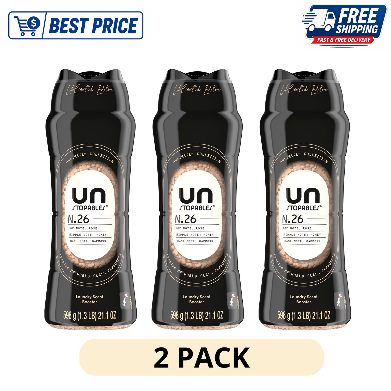(2 Pack) Downy Unstopables Unlimited Collection N.26 Laundry Scent Beads 21.1 oz