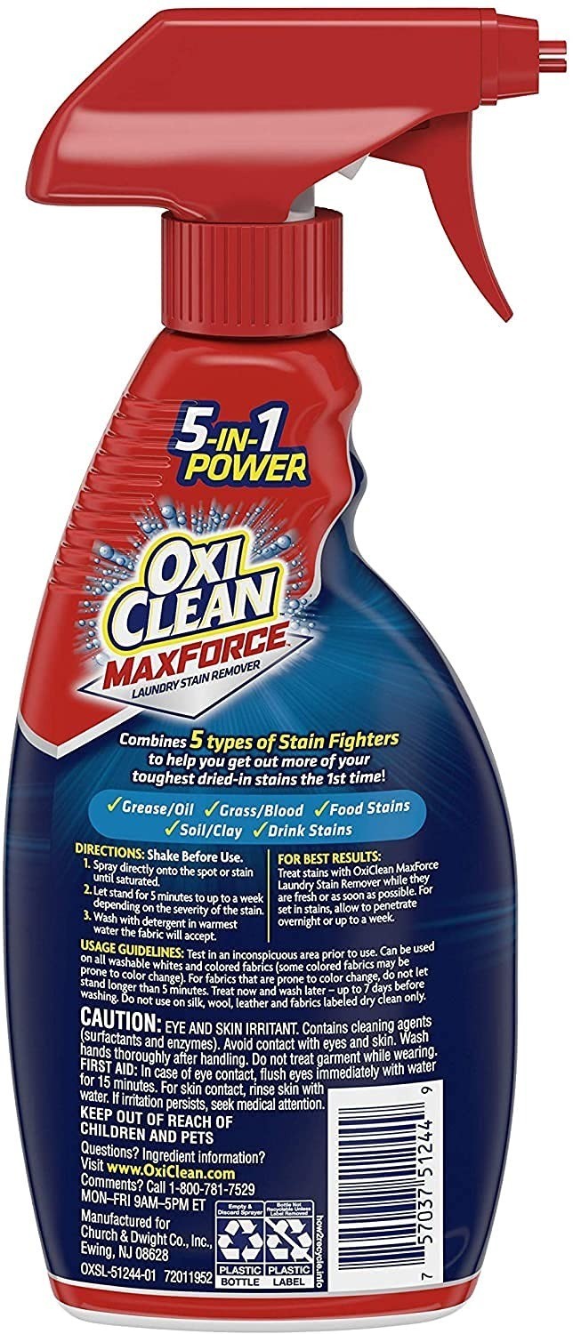 OxiClean Max Force 5 in 1 Power Laundry Stain Remover Spray 12 oz – 2 PK