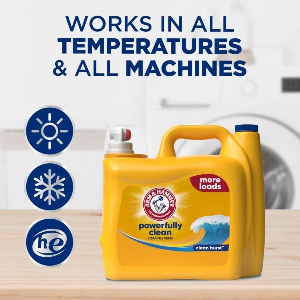 ARM & HAMMER Liquid Laundry Detergent, Clean Burst 174 Fl Oz (Pack of 1)