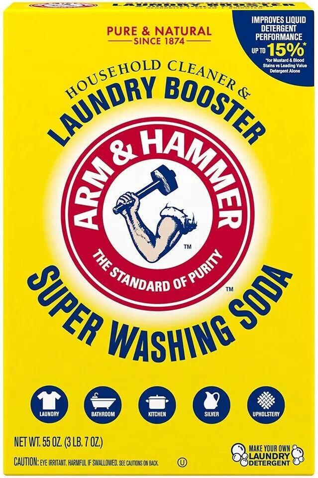 Arm & Hammer Super Washing Soda Detergent Booster & Household Cleaner, 55oz.