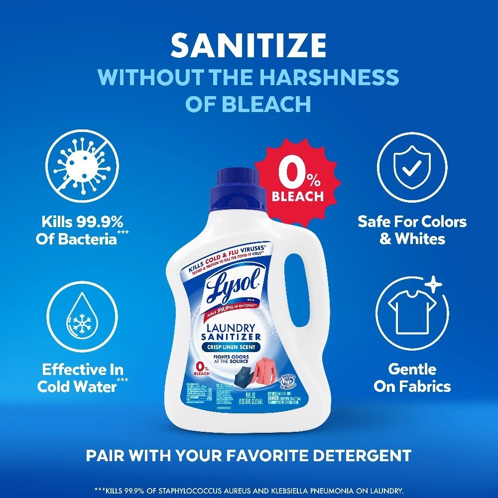Laundry Sanitizer Additive, Laundry Detergent Additive, 0% Bleach, Crisp Linen