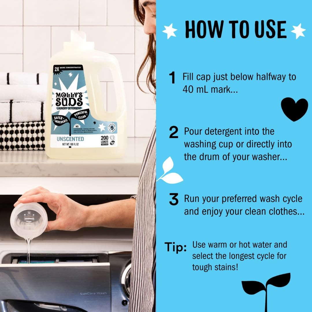 Molly’s Suds Liquid Laundry Detergent | Clean Laundry Detergent Soap for Sens…