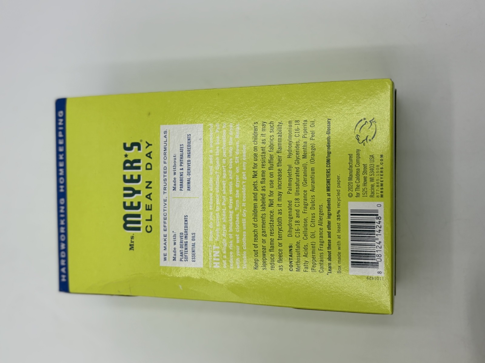 4 Mrs. Meyer’s Clean Day Dryer Sheets Lemon Verbena Scent 80 Count Boxes