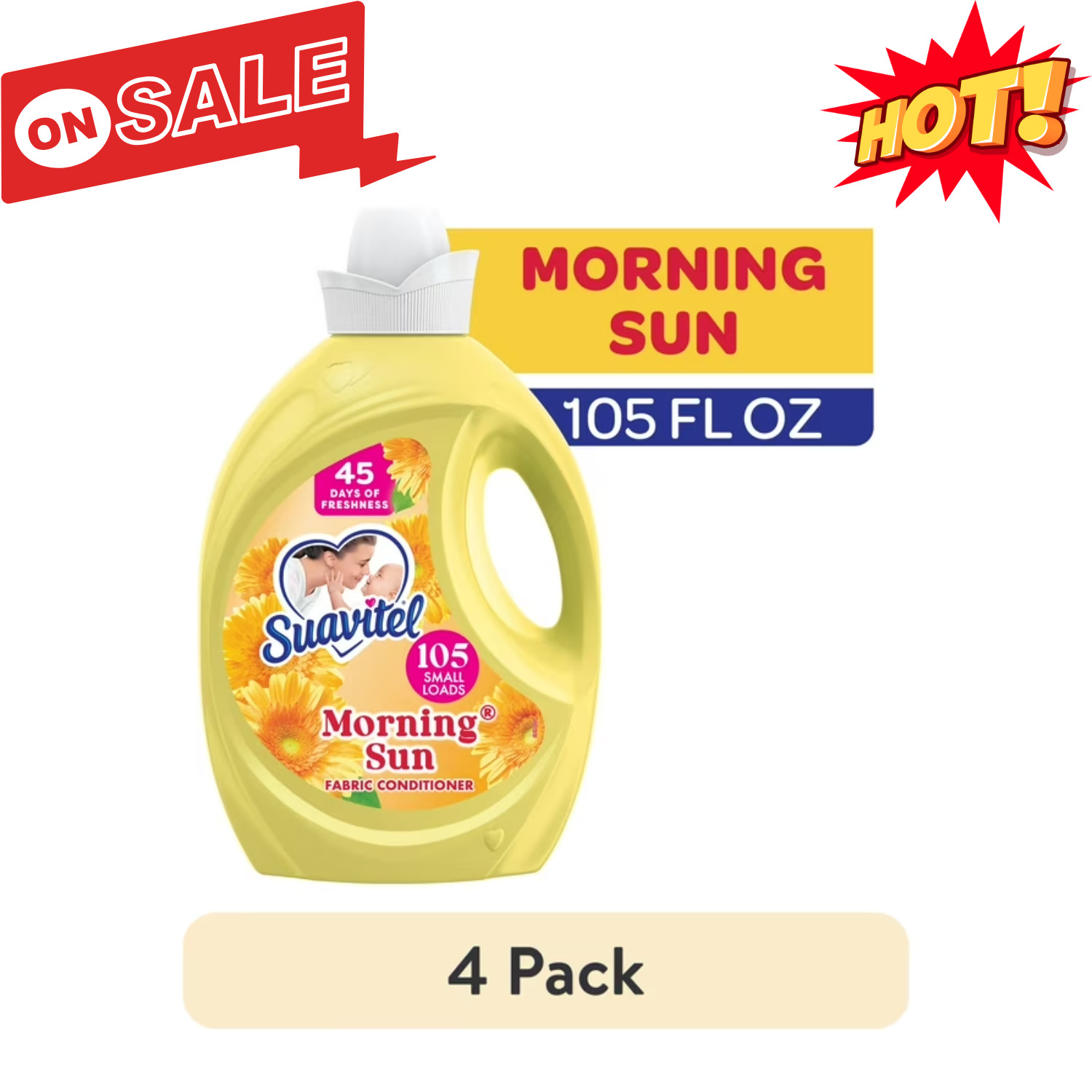 4 Pack Suavitel Fabric Conditioner Morning Sun 105 fl oz Liquid Softener