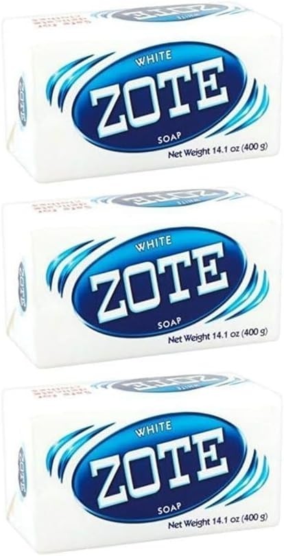 3 Pack of Zote Laundry Soap Bar bars white 14.1 oz (400gr)