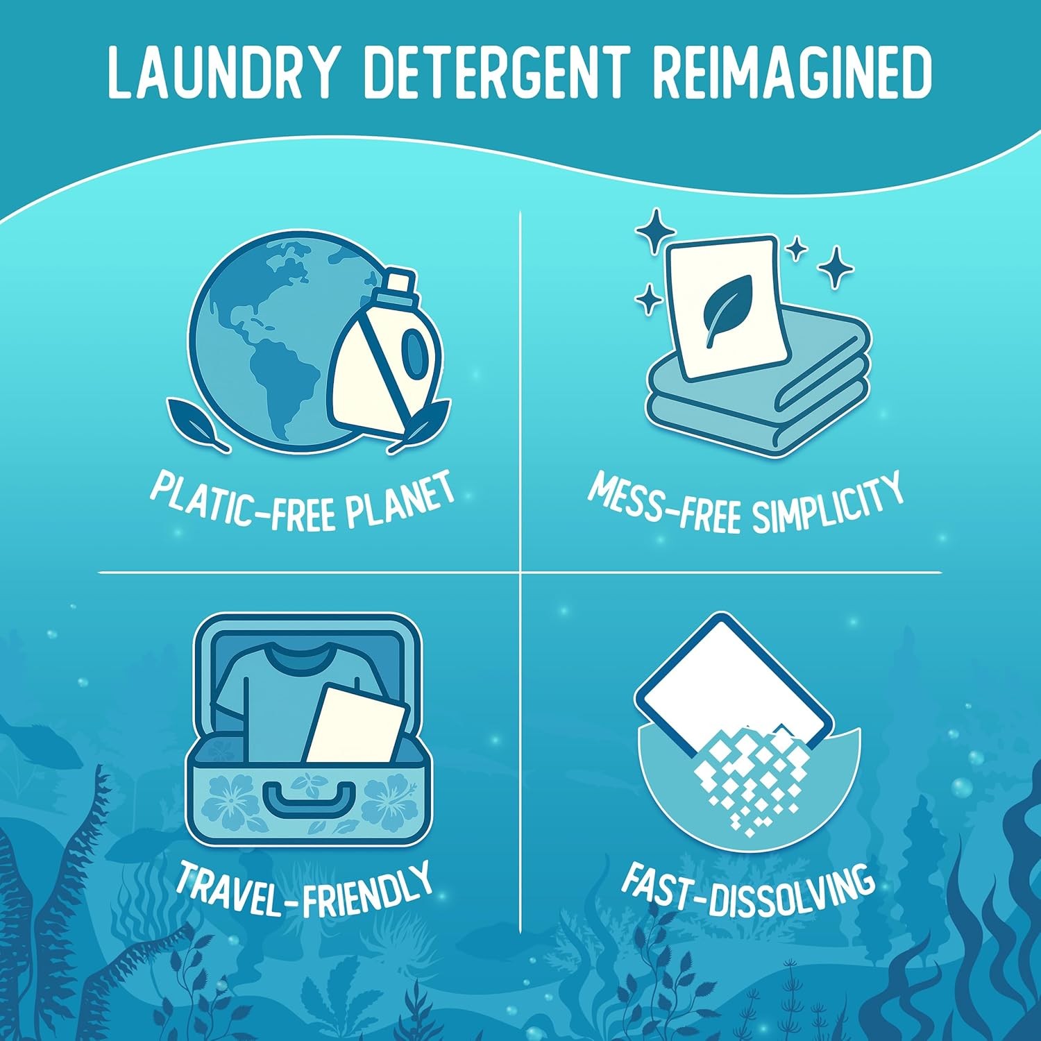 Reef Sheets Laundry Detergent Sheets, 64 loads, Hypoallergenic &…