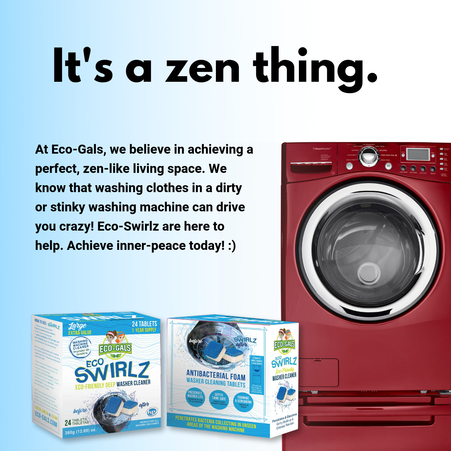 New Eco-Gals Eco Swirlz Washing Machine Cleaner, 24 Count