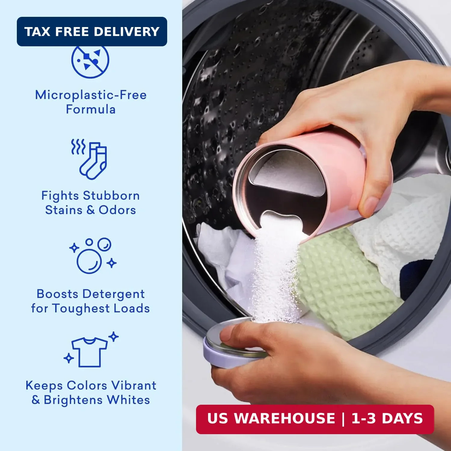 BLUELAND Oxi Laundry Booster Powder, Clear Skies Scent, 17.6 oz | 100% Plastic-f