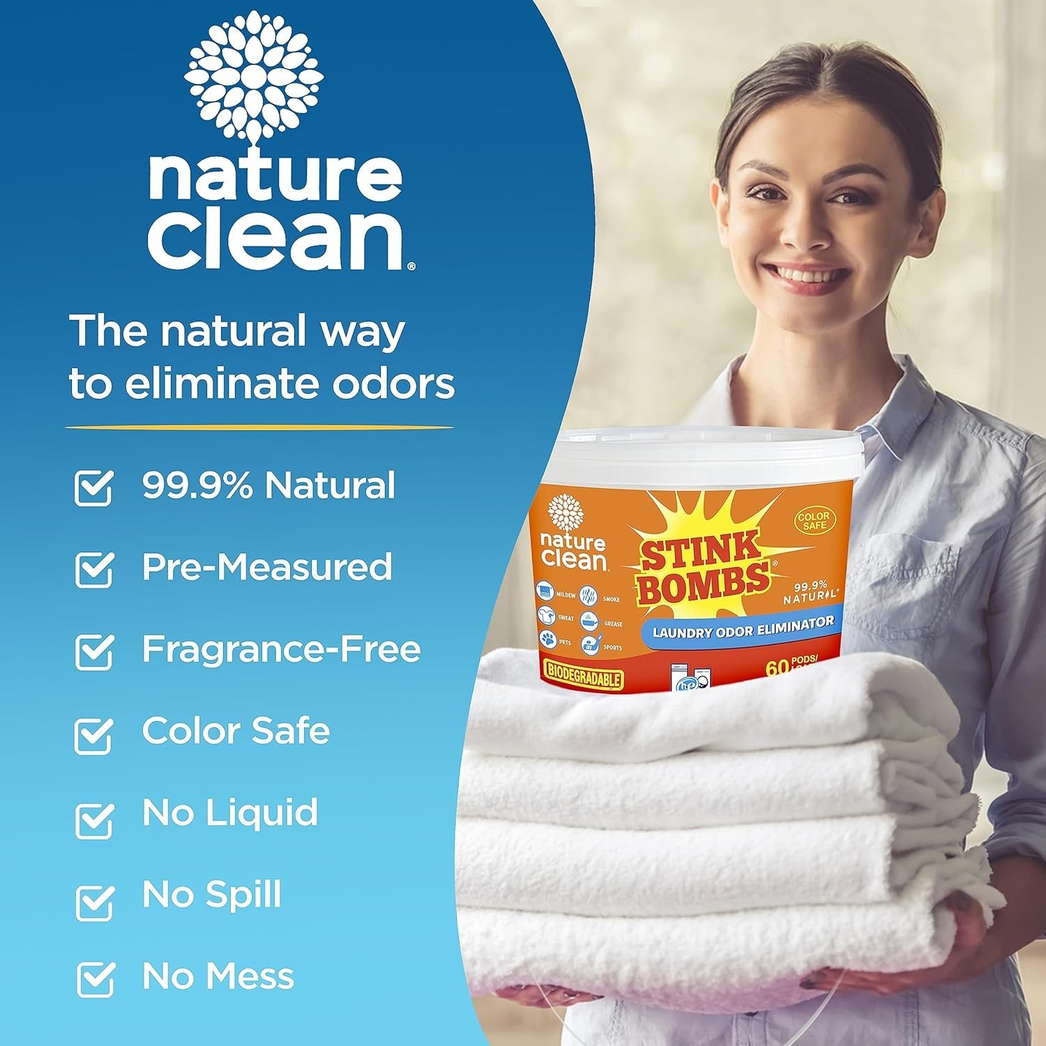 Laundry Deodorizer Pods – Fresh Scent – 60 Ct