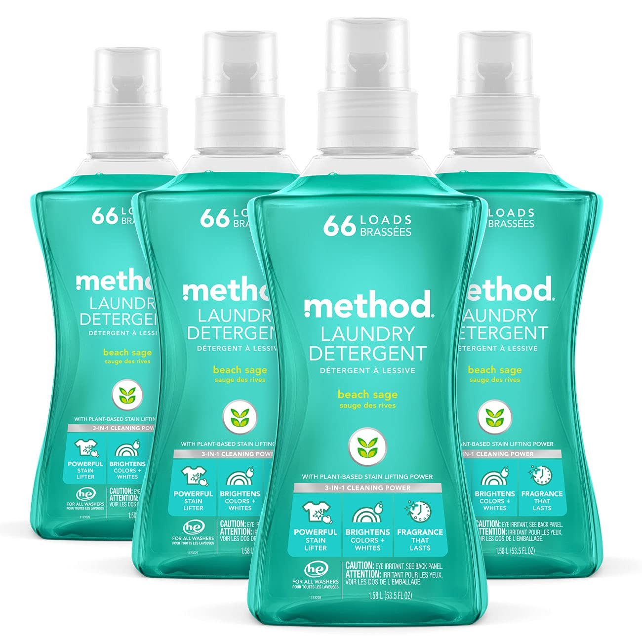 Method Liquid Laundry Detergent; Beach Sage 53.5 Fl Oz (Pack of 4), Blue