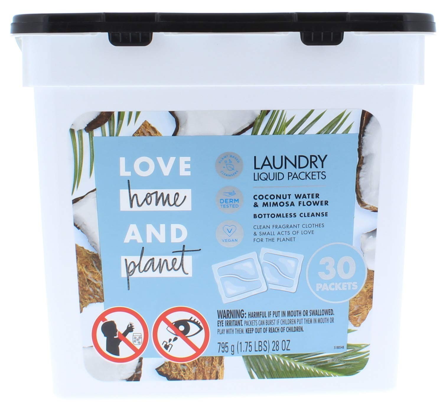 Love Home & Planet Coconut Water & Mimosa Flower Laundry Detergent Packets (30 C