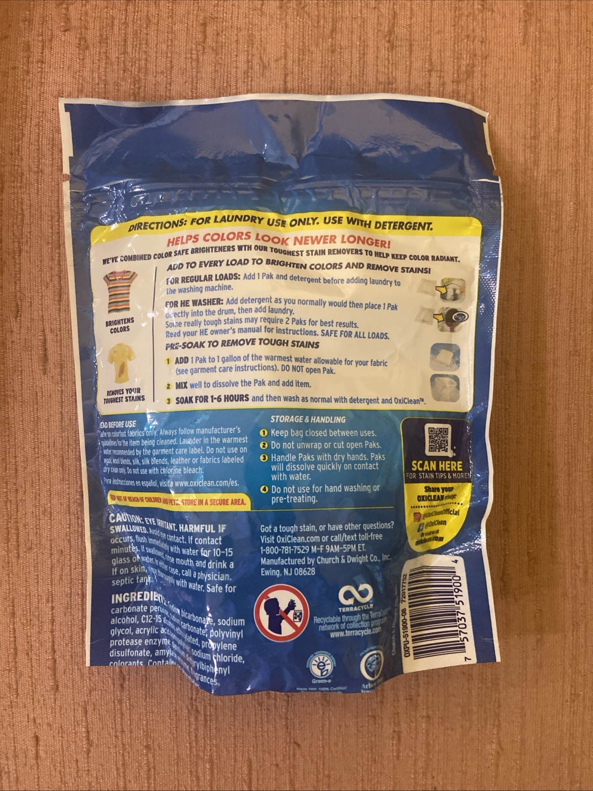 OxiClean Color Boost Color Laundry Brightener Stain Remover Power Paks 10 Ct NEW