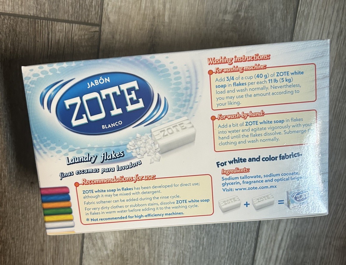 2 JABON ZOTE BLANCO LAVADORA White Laundry Flakes 17.6 OZ 500g