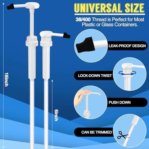 2 Pack 5 Gallon Pump Dispenser 1oz Pump for Large Gallon Bucket with 50cm Extend