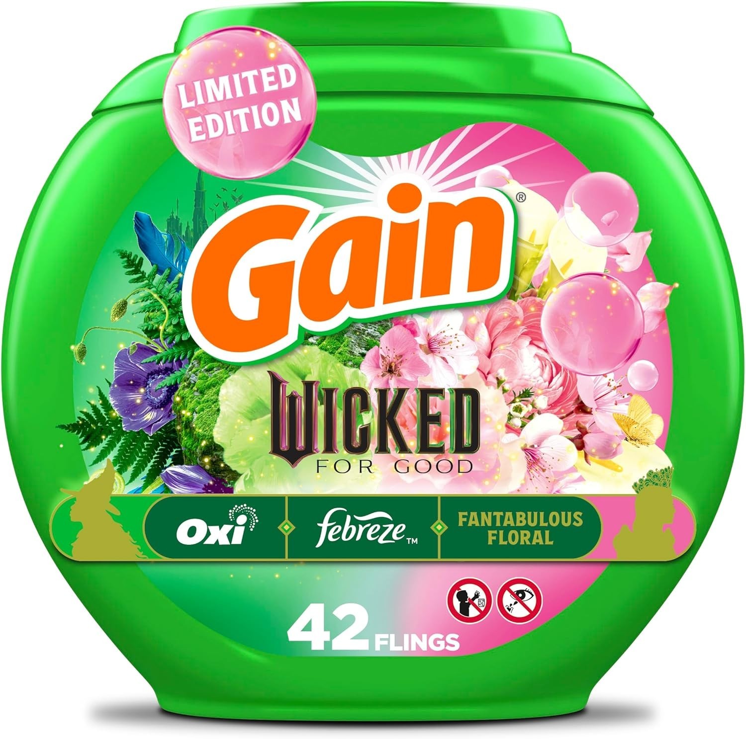 Limited Edition 42 Ct Gain Flings Wicked for Good Laundry Detergent Pods