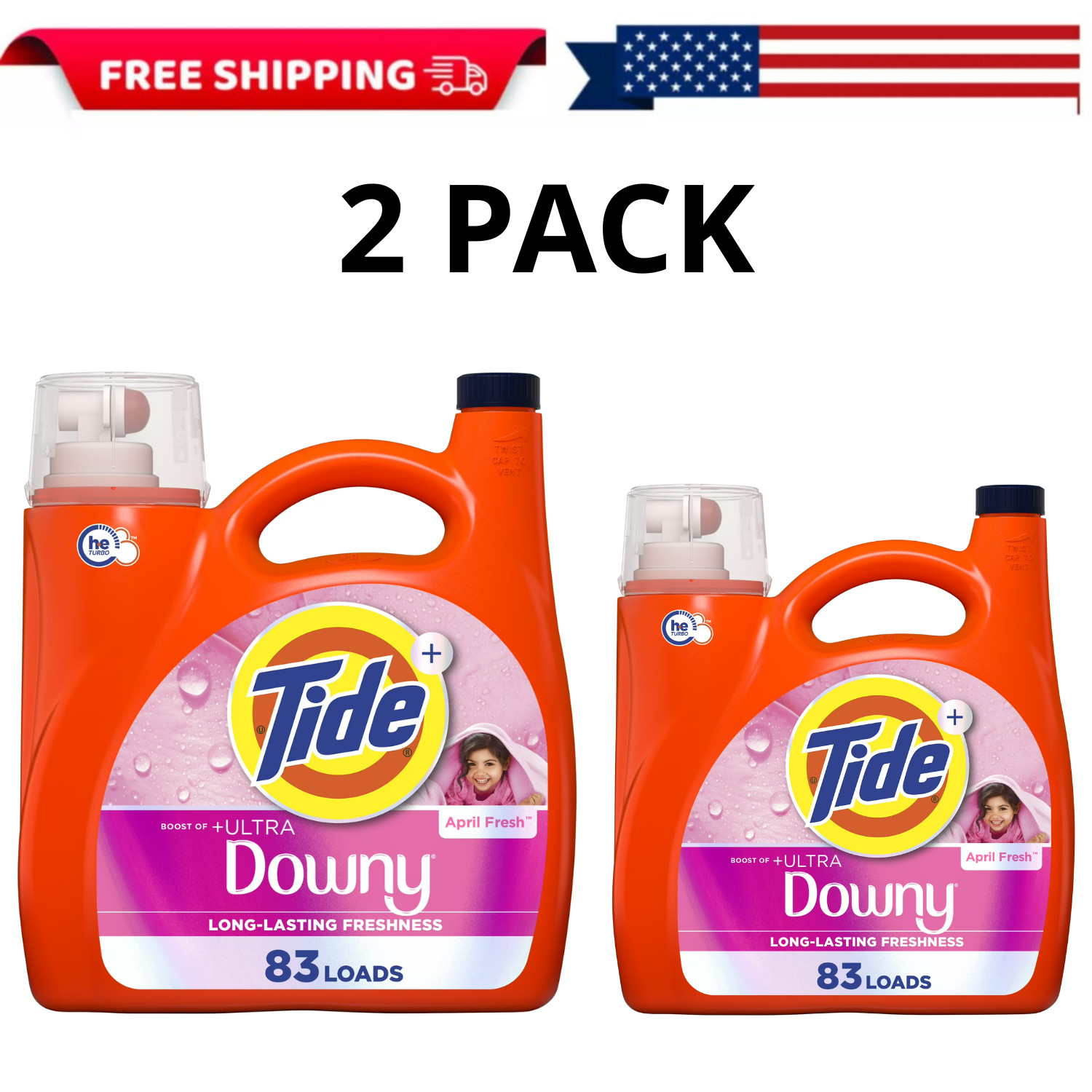 Tide Plus Downy April Fresh Liquid Laundry Detergent 117oz 83 Loads, 2 PACK