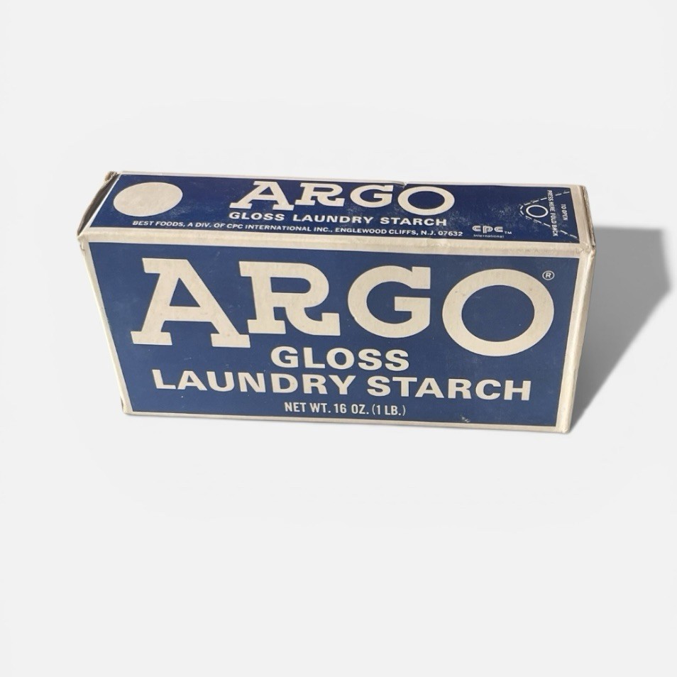 Vintage ARGO Gloss Laundry Starch 16 oz Box Blue NOS Sealed Prop Rare