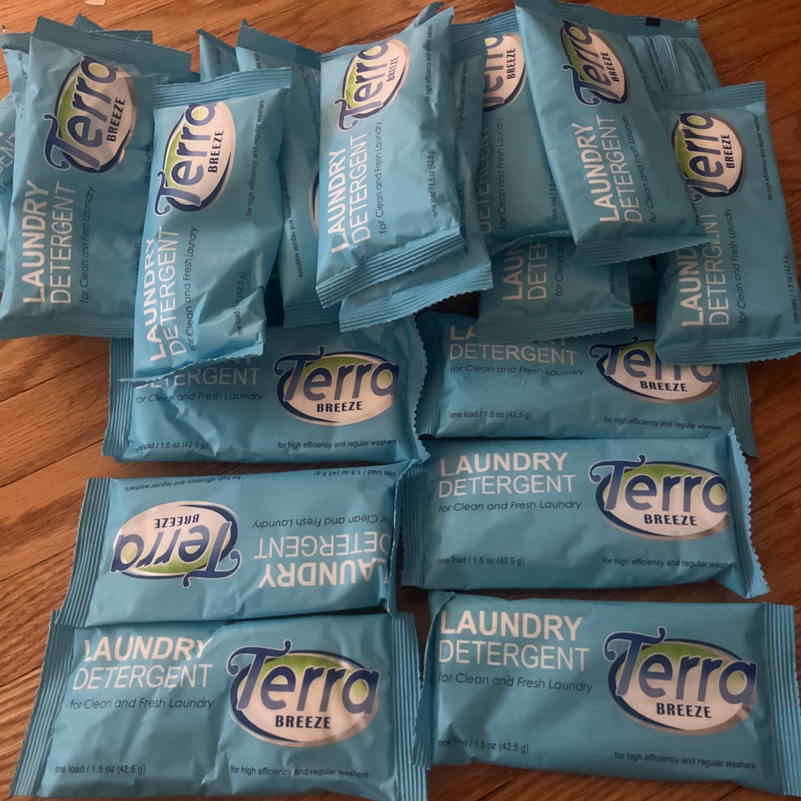 Terra Breeze Single Packet Load Laundry Detergent 25 small packs Travel Or Hotel
