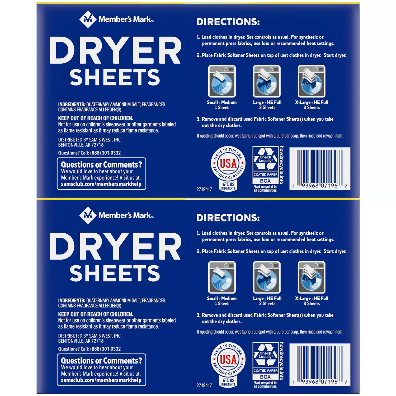 (480 SHEETS) FABRIC SOFTENER DRYER SHEETS FRESH CLEAN SCENT 6.4″ x 9″/USA MADE